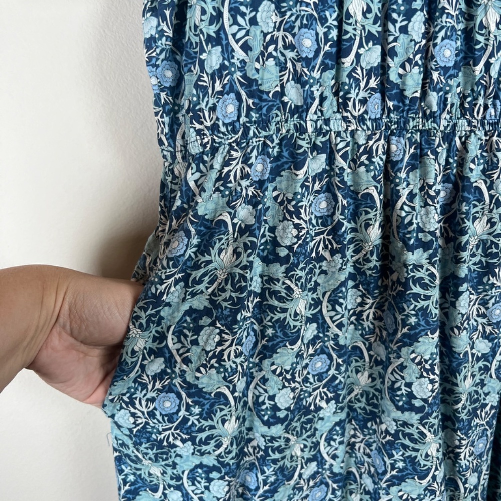 Anthropologie THML Floral Midi Dress Blue White Large Dainty Tiered Ruffle Boho - Picture 5 of 13